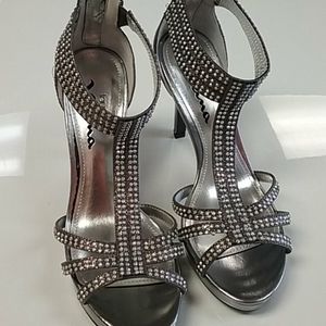 Touch Of Nina Pewter Jeweled Heels